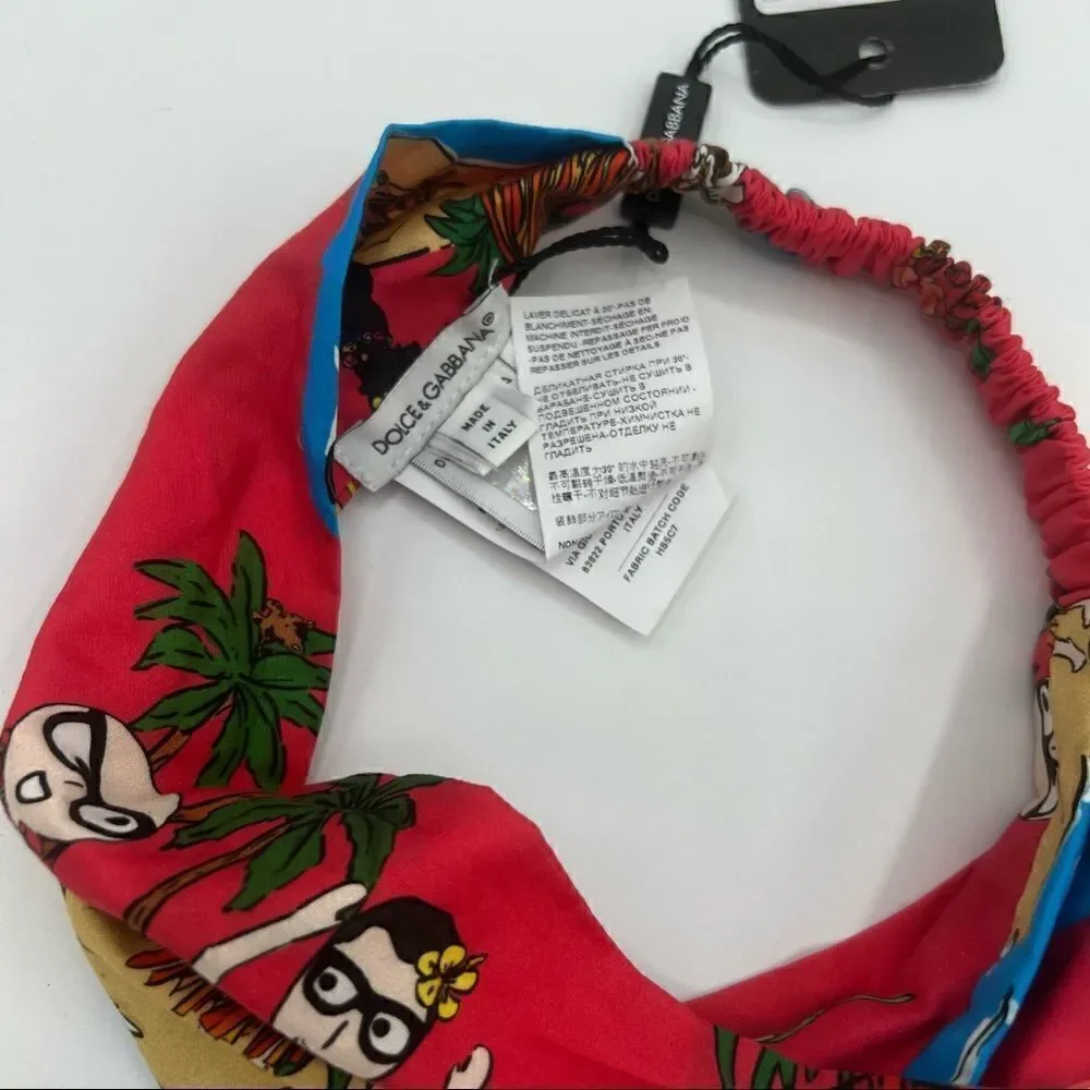 Dolce and Gabbana Printed Elastic Headband with Tags